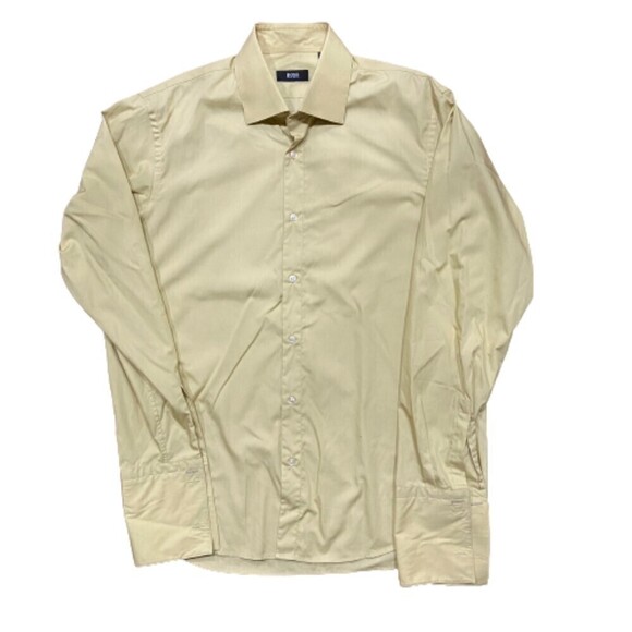 Hugo Boss Tan Beige Button Down Dress Shirt Cufflinks Men's Size Medium - Picture 1 of 8